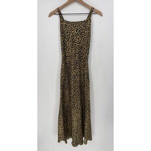Victoria's Secret Slip Dress Women Medium Leopard Animal Print Satin Maxi Dress